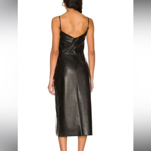 NWT L’Academie Colleen Faux Leather Midi Dress in Black Revolve Small - Picture 6 of 16